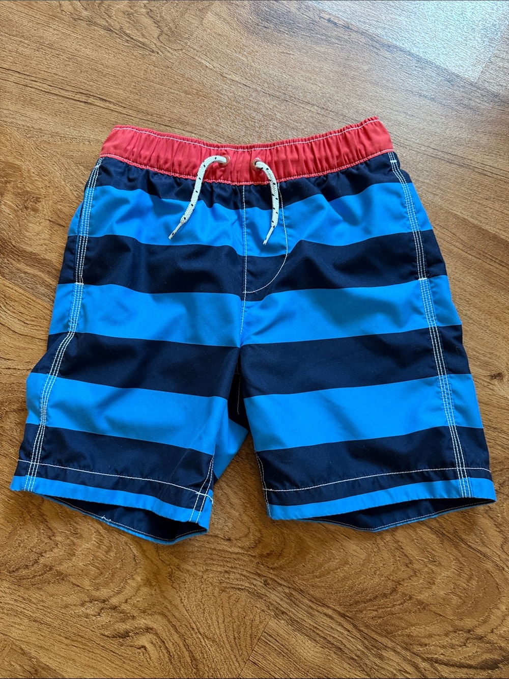 GAP Kids Boys Size 10 Swim Trunks Blue Stripe Vacation Board Shorts Drawstring